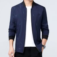 爸爸春装中年男装薄款夹克40岁50中老年人春秋休闲上衣服爸爸装 羽毛蓝色 180/96A