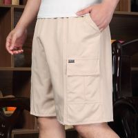 中老年男短裤爸爸装大码宽松棉裤中年休闲五分裤大裤衩直筒中裤夏 卡其色 XL (适合90-120斤)