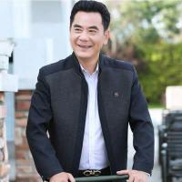 中老年人男装外套中年男装夹克春秋装50爸爸装60岁老人80老年人 Y7夹克\黑灰S\立式 170/88A 建议90-11
