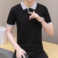 2021夏季新款男士短袖t恤潮牌POLO衫半袖体恤潮流翻领打底衫男衣 黑色[短袖] M