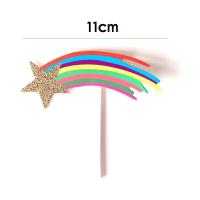 蛋糕装饰彩虹插牌七色彩虹镭射插旗INS烘焙甜品装扮生日快乐插件 51#流星彩虹 5套