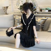 欧洲站女装女士裙子新款时尚设计感连衣裙女2021新款夏装小众轻熟 黑色 [原版正品] S 建议:80-95斤