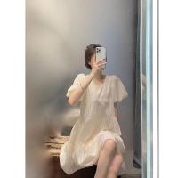 连衣裙2021新款夏装裙子ins超仙学生女装气质显瘦夏天a字chic潮 杏色连衣裙 S