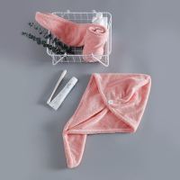 干发帽浴帽吸水速干长发吸水毛巾擦头发速干洗头帽干发巾包头巾 加厚单层素色藕粉色