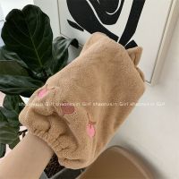 干发帽女超强吸水毛巾速干可爱西兰花浴帽擦头巾加厚包头帽ins风 咖色兔-干发帽