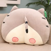 睡觉猪柯基屁股坐垫办公久坐靠枕汽车沙发垫用抱枕飘窗屁股垫子 灰色 屁桃 40厘米[收藏送小礼物]