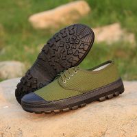 改良版解放鞋林地迷彩34-45男女四季低帮户外军训劳动工地布胶鞋 改良版防滑-军绿 34码