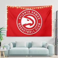 NBA篮球队标背景布湖人雄鹿队徽墙布勇士快船logo寝室宿舍挂布毯 老鹰B18 宽0.5米高0.35米送安装包