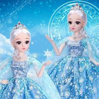 60厘米洋芭比娃娃套装礼盒婚纱公主大号儿童女孩玩具生日礼物 冰雪公主[50CM会眨眼+礼盒版] 1件随意礼服