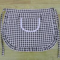 半围裙半身围腰厨房单双层防水防污花边半截时尚女可爱家用短款 黑色格子单层 均码