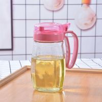 厨房家用玻璃油壶酱油醋瓶创意防漏不漏油油壶大号油罐有盖 1只粉色油壶