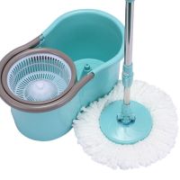 旋转拖把旋转家用懒人拖把干湿两用拖布桶拖把杆旋转通用托布墩布 塑料脱水篮+1个棉头
