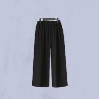 中年女夏装韩版复古旗袍上衣50岁妈妈装大码洋气短款碎花T恤衣服 单件阔腿裤 XL[建议体重90斤-105斤]