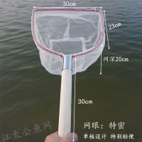 不锈钢抄网捕鱼捞鱼抄鱼网全套小眼鱼捞网钓鱼工具密操网渔具用品 手柄长30cm 木把 特密网眼