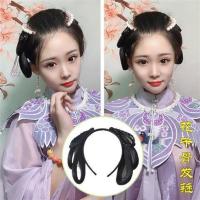 古风假发一体式发箍手残党发卡古装猫耳朵垫发包懒人款百搭汉服包 花千骨发箍