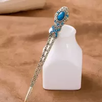 古代发簪头饰简约百搭盘头发簪子旗袍古典发饰古风汉服流苏簪子女 38#[发簪蓝色]