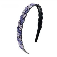 辫子发箍发饰韩国宽边满钻优雅发卡淑女品牌头饰品压发水钻头箍 树叶发箍紫罗兰