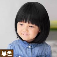儿童假发女长发小女孩逼真长卷发公主发饰宝宝拍照中长直发全头套 [波波头]自然黑 头围45cm(5岁以下)送:发网发夹