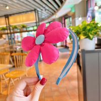 新款韩版北欧风卡通大花朵荧光色儿童发箍花朵头箍女童头扣发卡 玫红色