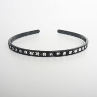 防滑带齿韩版刘海发夹头饰宽发卡发箍宽边水钻水晶镶钻头箍女带齿 小黑白满钻款