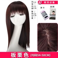 假发女长发 长直发 全头套 隐形无痕 逼真假头套女士圆脸整顶自然 板栗色(送发网发卡)