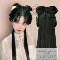 古风发饰懒人发箍假发女全头套古装造型一体式发包短发用汉服头饰 主图模特款一体式[短发可入]