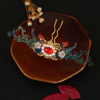 汉服发饰古风发冠发夹边夹璎珞项圈头饰套装古装流苏步摇超仙配饰 凤凰发冠一个