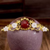 原创手工古风发簪步摇古装汉服头饰发饰发冠顶簪古装头饰贵妃头冠 金色U型发冠一只