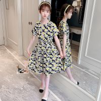 女童夏季新款娃娃领连衣裙棉绸亲子装公主仙女裙中长款裙子中大童 黑色 110 建议35斤左右