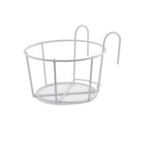 铁艺花架阳台挂式盆栽绿萝多肉花架子客厅室内阳台花架栏杆悬挂架 圆铁架白色1个装 特小号