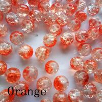 14色6/8/10mm100/200颗玻璃爆花晶裂纹珠手工制作diy串珠手链耳环 1 橘色 6mm[100颗]