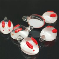 12只价 手工捷克琉璃兔子diy发簪发饰头饰手链项链饰品材料配件 红色耳朵 6颗