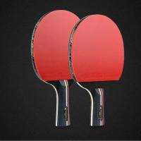 六星乒乓球拍套装专业比赛碳素乒乓板专业比赛乒乓拍双拍乒乓球拍 潮流三星套装1长1短送3球