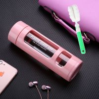 大容量玻璃杯水杯男创意防摔双层便携家用过滤女茶水分离泡茶杯子 粉色420ml 塑玻杯+茶隔