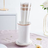 北欧沥水筷子筒家用餐厅快子合筷子笼防霉陶瓷筷子笼调味罐盐家用 白奶茶杯单筒