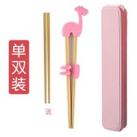 儿童筷子3岁二段6男孩4训练筷2家用小孩专用练习一段实木学习女孩 小鹿+木筷+盒 单双