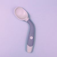 宝宝勺子韩式可爱婴儿童吃学饭训练勺学习筷子可弯曲叉子餐具套装 云雾蓝 勺子