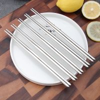 高档304不锈钢筷子家用防滑防霉耐高温家庭方型筷子套装 304防滑方筷 经济试用2双