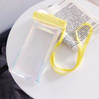 夏日透明气囊蓝光防水袋适用6.7寸以下苹果,安卓通用手机防水袋 黄色