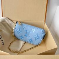 麻将包女包2021新款老花百搭腋下包单肩斜跨手提包字母渐变印花 蓝色