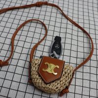 mona同款凯旋门草编包夏ins迷你小包包2021新款潮斜挎MINI耳机包 图片色 只能装耳机钥匙