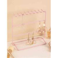 耳环收纳架挂墙首饰架项链耳钉装饰品收纳盒创意大容量展示架家用 桌面首饰架粉色