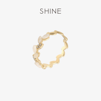 SHINE萱子戒指小清新气质风集合设计造型闪耀镶嵌个性戒指 白色