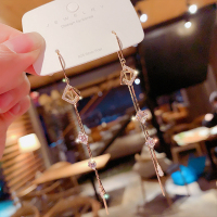 镂空百搭镶钻耳环女流苏闪耀轻奢ins耳线2020年新款潮简约耳饰品 金色