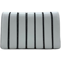 达系列 夏箱包女单肩鞋款包镂空条纹闪耀撞色小方包女1019383002 白色