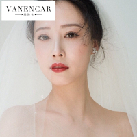 简约微镶闪耀锆石满钻花朵耳环女晚礼服配饰新娘无耳洞耳夹耳饰品