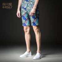 PINLI品立夜闪耀2021夏季新款男装西裤印花修身短裤潮 花色 30