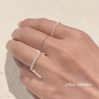 新款珍珠戒指小米粒珠纤细闪耀极简温柔天然珍珠小众14K包金戒指 纤细链条款节/ 11码
