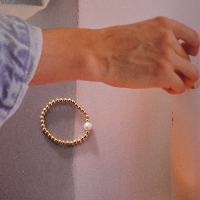 弹力戒指碧玺天然珍珠9k金 女 k金戒指锆石纤细闪耀可水洗可洗澡 1