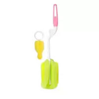 宝宝奶瓶刷2件套奶瓶清洗婴儿海绵奶瓶奶嘴刷清洁刷子耐温易清洗 粉色 1套奶瓶刷